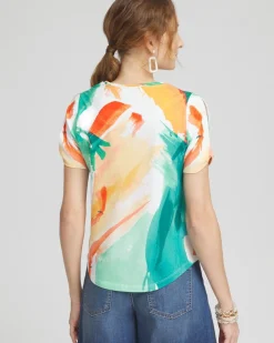 Store Abstract Cold Shoulder Tee Tops