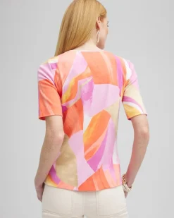 Fashion Abstract Everyday Elbow Sleeve Tee Tops