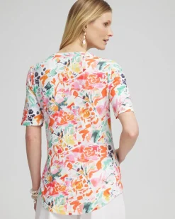 Flash Sale Abstract Notch Neck Tee Tops