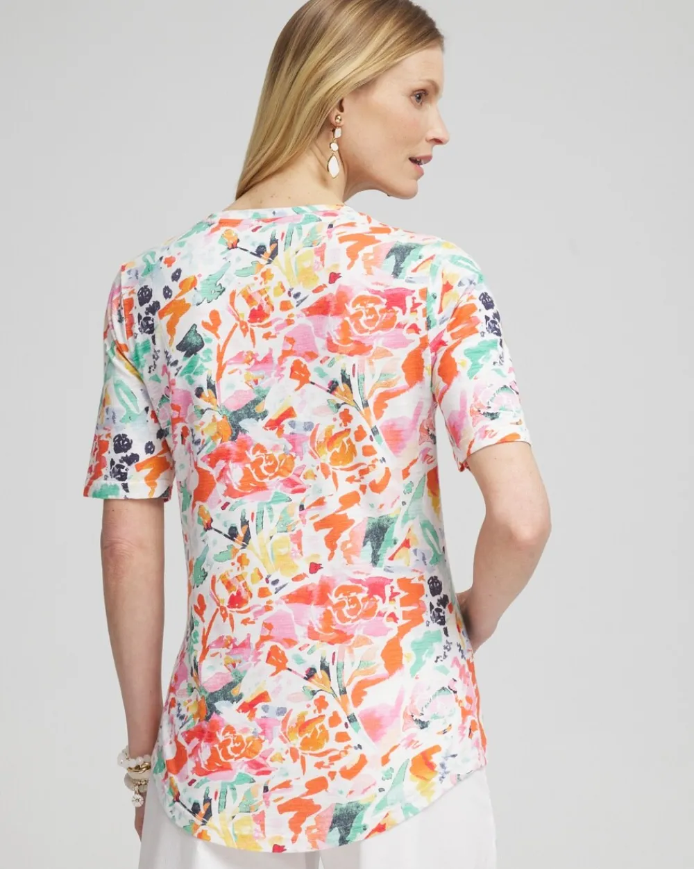 Flash Sale Abstract Notch Neck Tee Tops