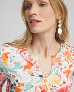 Flash Sale Abstract Notch Neck Tee Tops