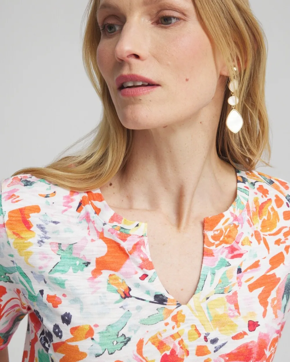 Flash Sale Abstract Notch Neck Tee Tops
