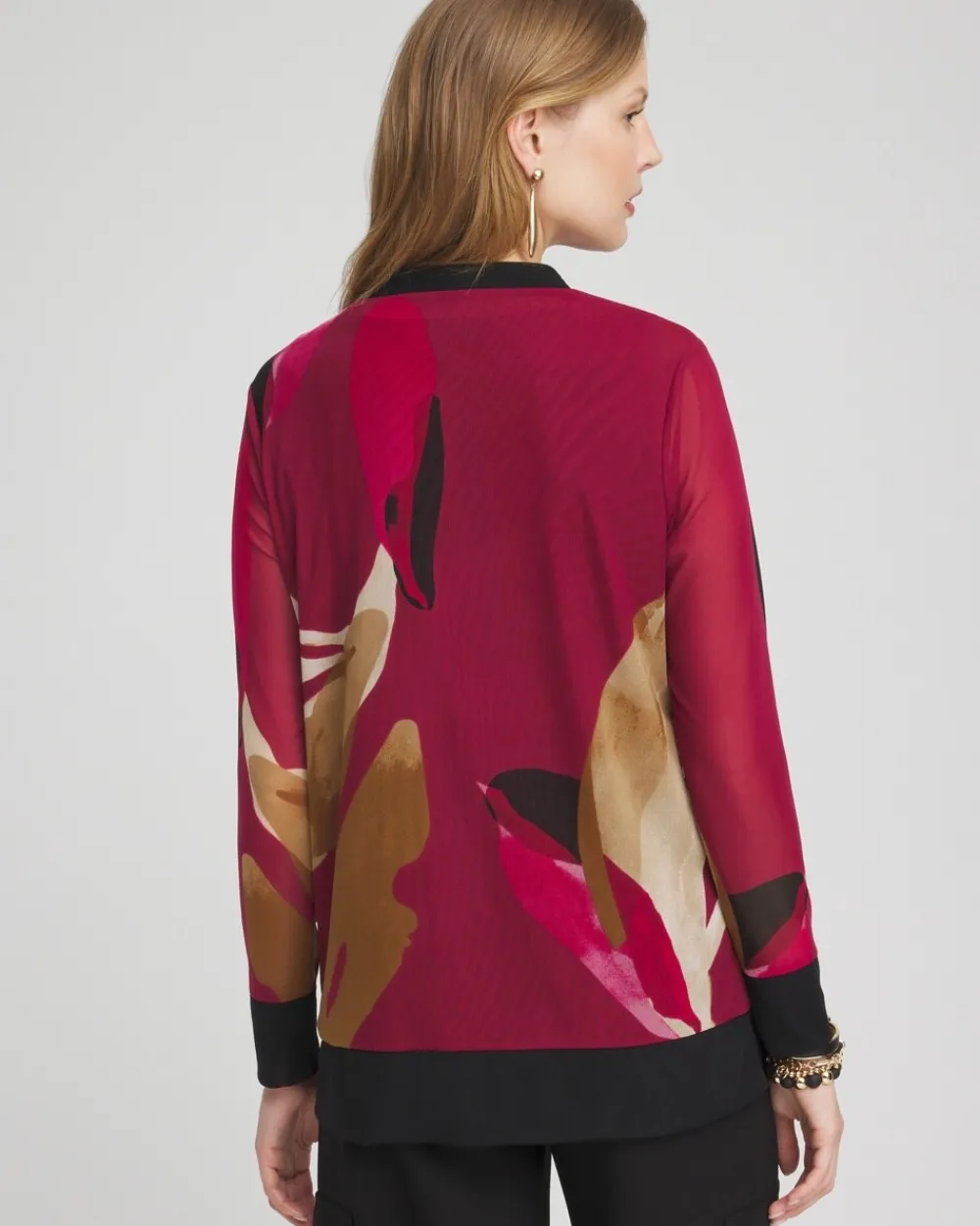 Shop Abstract Print Mesh Cardigan Tops