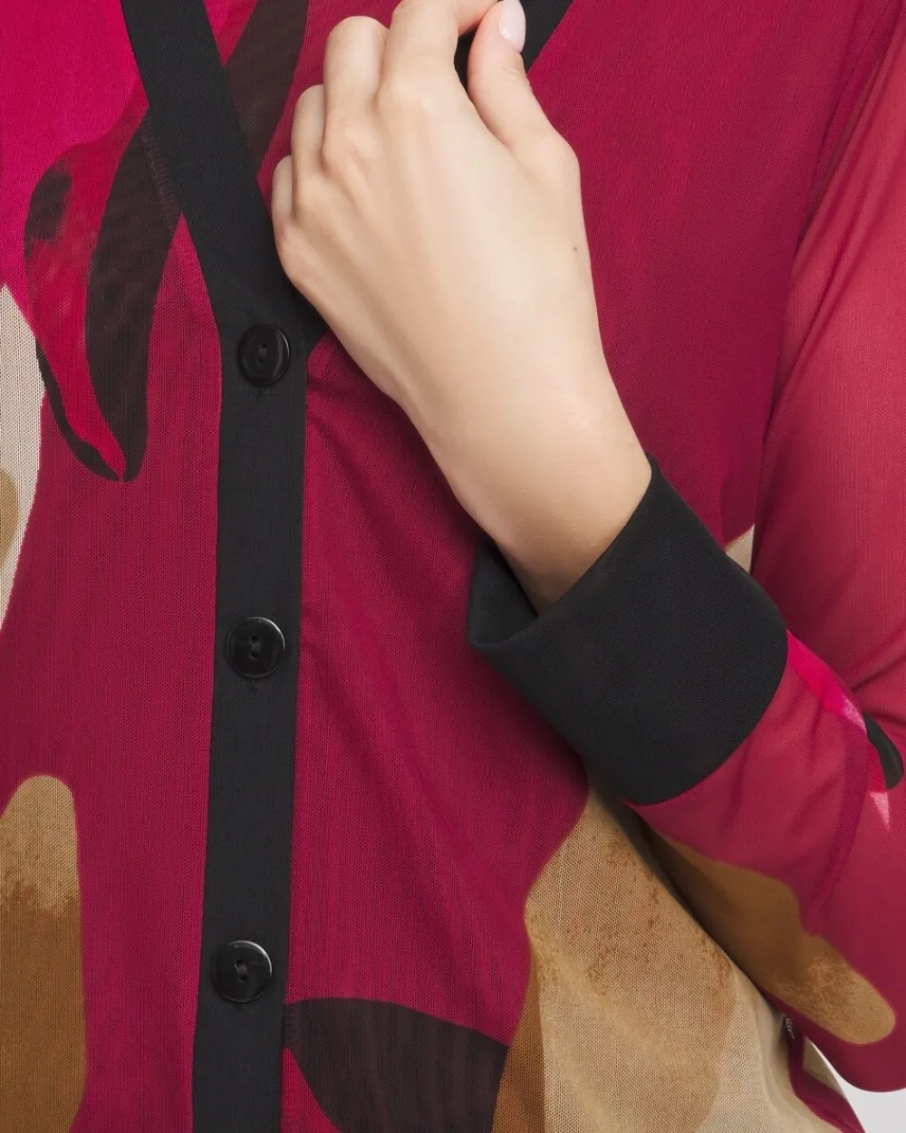Shop Abstract Print Mesh Cardigan Tops