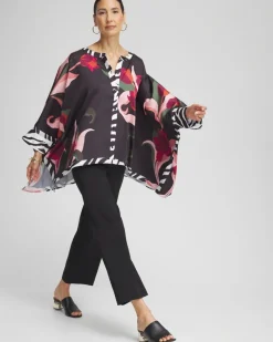 Flash Sale Animal Border Trim Button Poncho Tops | Ponchos & Ruanas