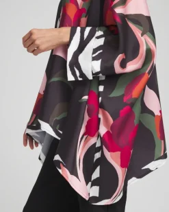 Flash Sale Animal Border Trim Button Poncho Tops | Ponchos & Ruanas