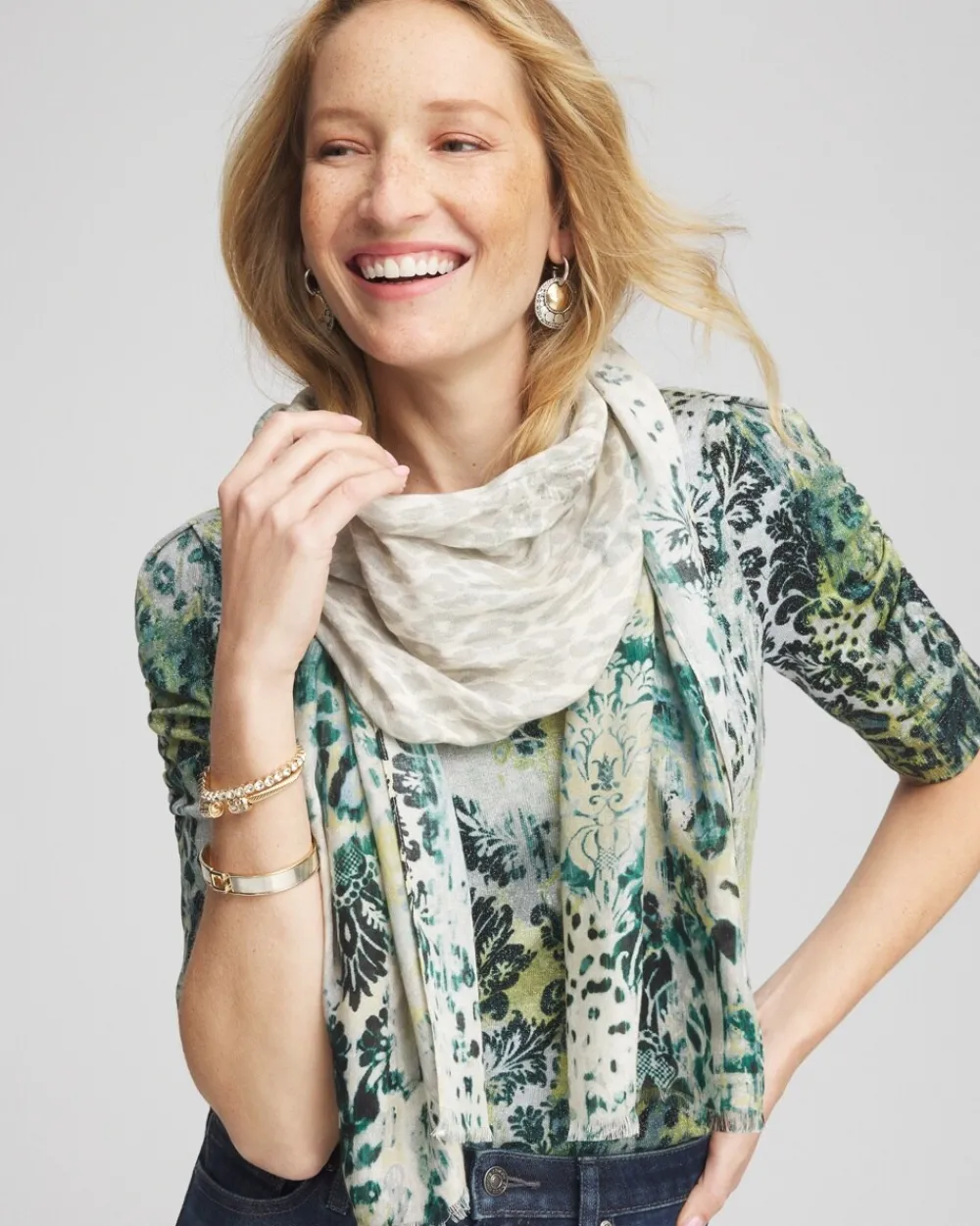 Shop Animal Mixed Print Scarf Scarves