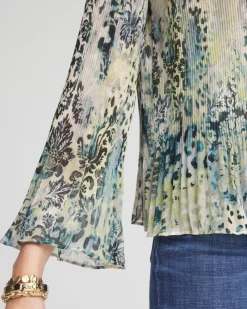 Best Animal Print Pleated Blouse Tops | Blouses & Shirts