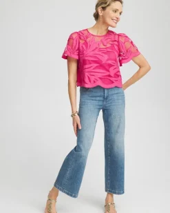 Flash Sale Applique Cut Work Top Tops