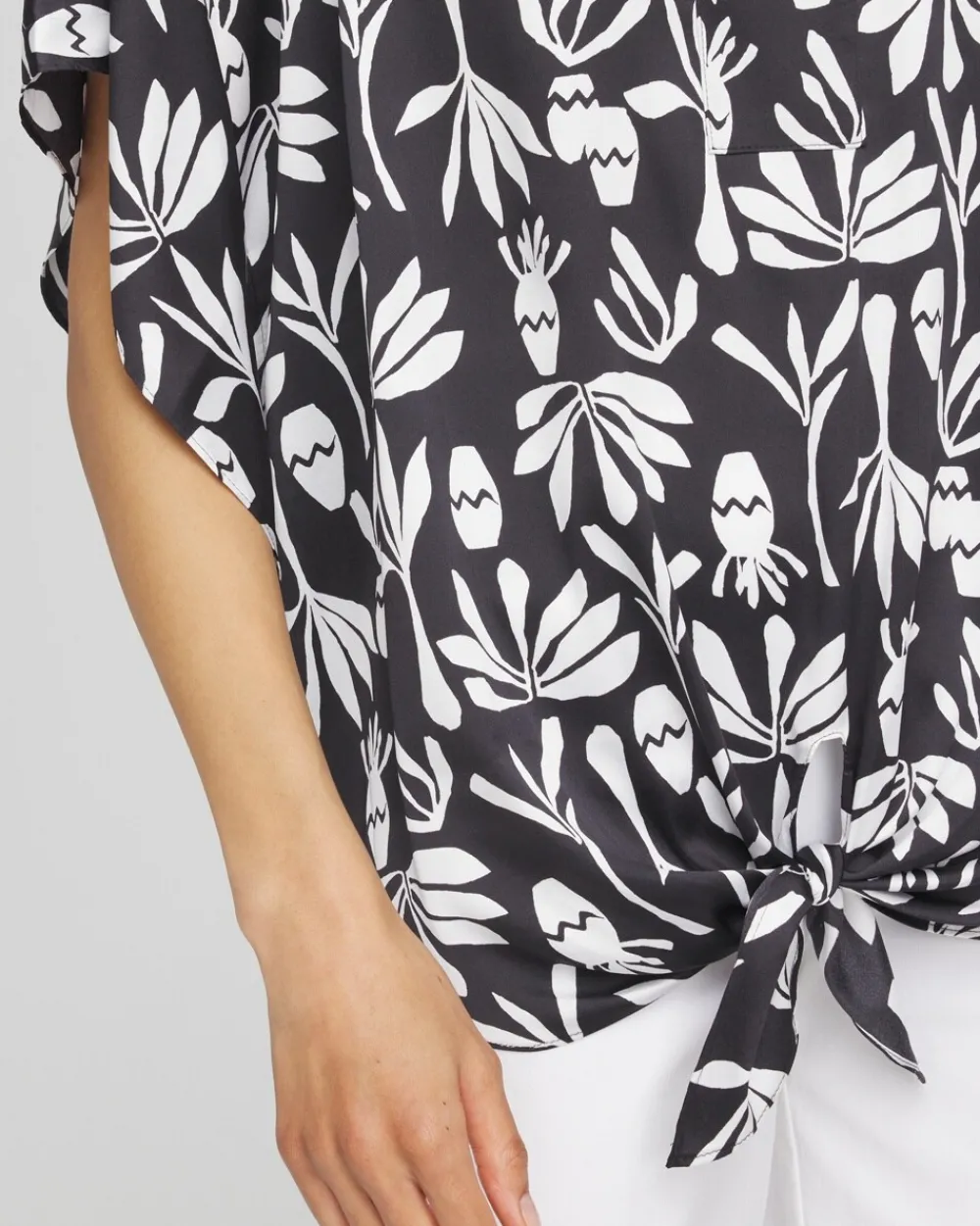 Sale Artisan Satin Tie-Front Tunic Tops