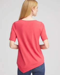 Fashion Asymmetrical Elbow Sleeve Tee Tops