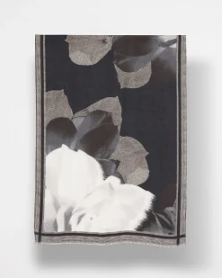 Online Black & White Floral Oblong Scarf Scarves
