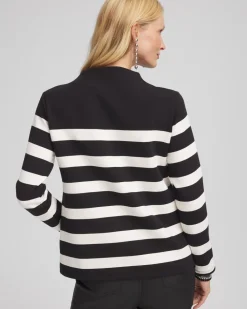 Outlet & White Striped Mock Neck Top Tops