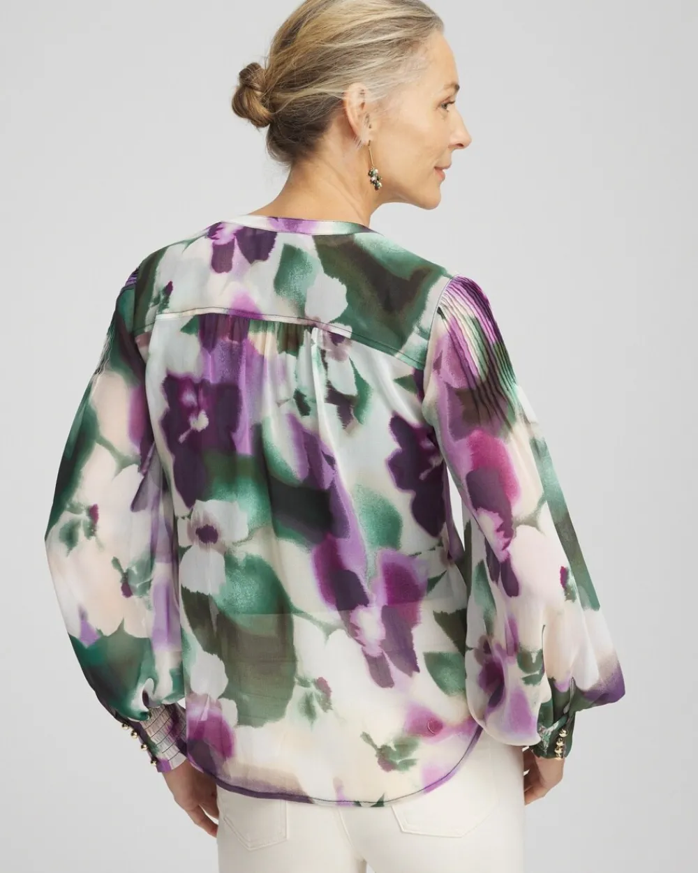Sale Bloom Pintuck Sleeve Blouse Tops