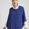 Best Boat Neck Cuffed Sweater Poncho Tops
