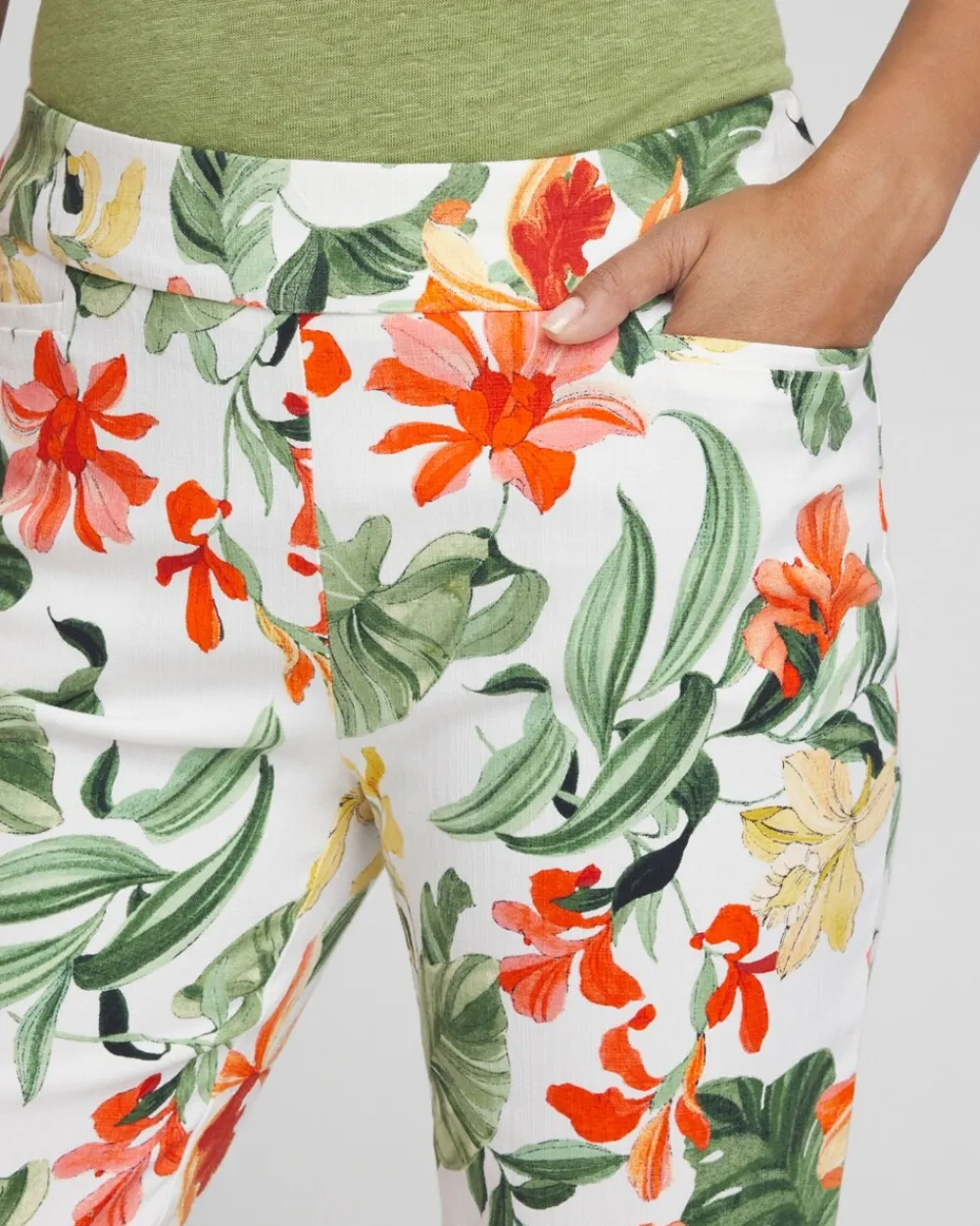 Best Sale Brigitte Orchid Print Capris Pants