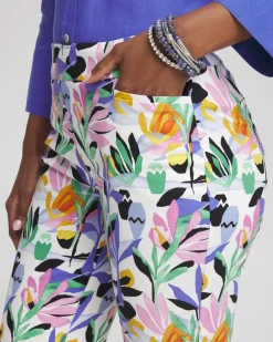 Hot Brigitte Tropical Print Capris Pants