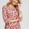 Outlet Camo 3/4 Sleeve Bateau Neck Tee Tops