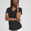 Outlet Cap Sleeve V-neck Tee Tops