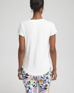 Outlet Cap Sleeve V-neck Tee Tops