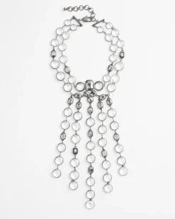 Cheap Cascading Silver Tone Statement Necklace Necklaces