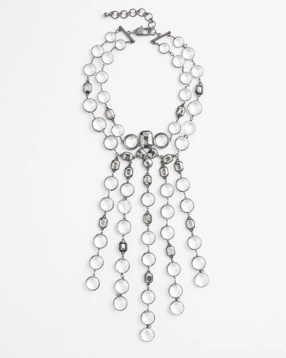 Cheap Cascading Silver Tone Statement Necklace Necklaces