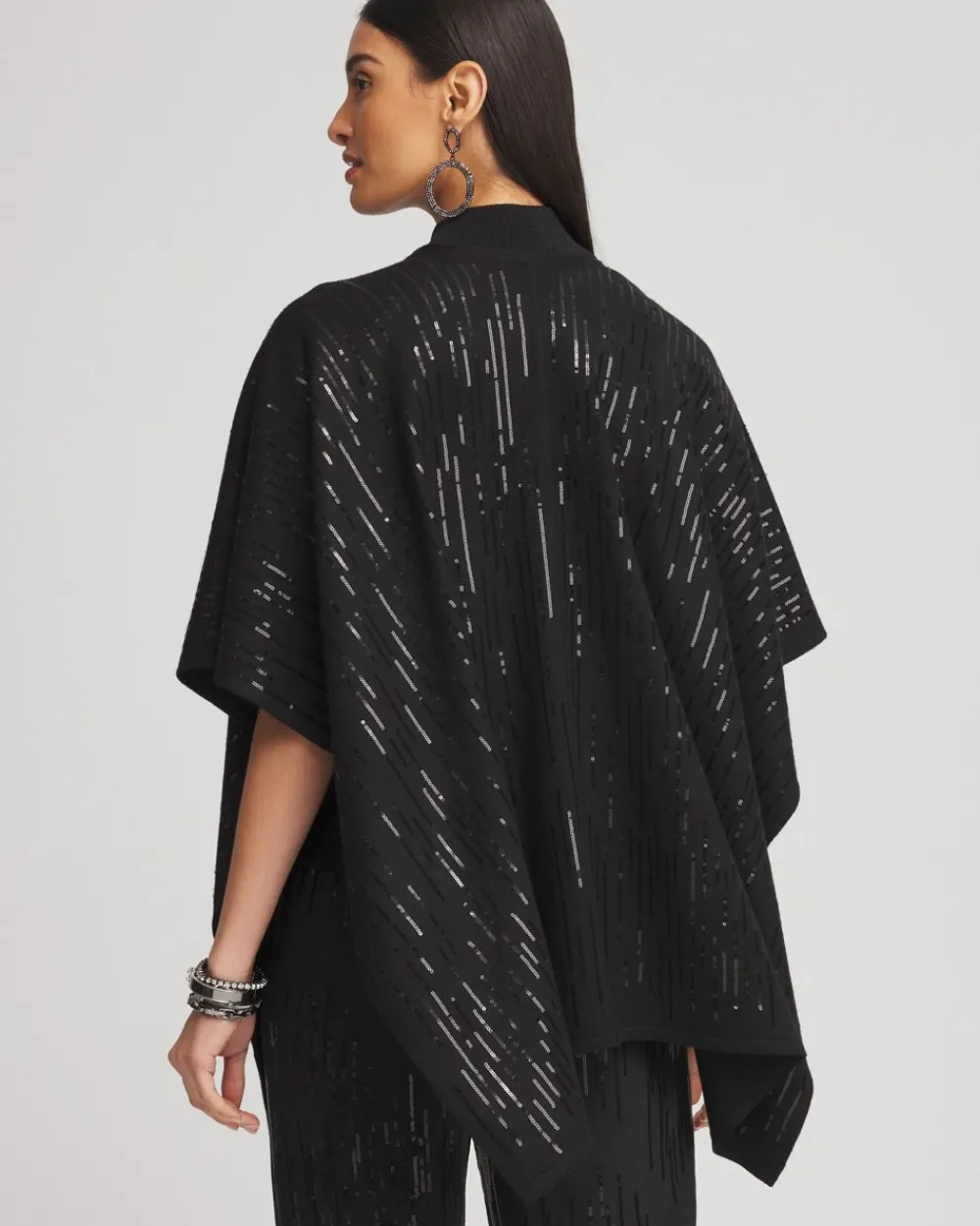 Cheap Cashmere Blend Sequin Ruana Tops | Ponchos & Ruanas