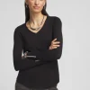 Cheap Caviar Trim V-Neck Pullover Sweater Sweaters