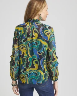 Best Sale Chiffon Clip Dot Swirl Print Blouse Tops | Blouses & Shirts