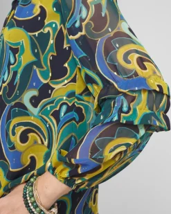 Best Sale Chiffon Clip Dot Swirl Print Blouse Tops | Blouses & Shirts