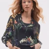 Cheap Chiffon Floral Ruffle Sleeve Blouse Tops