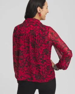 Outlet Chiffon Ruffle Neck Blouse Tops | Blouses & Shirts