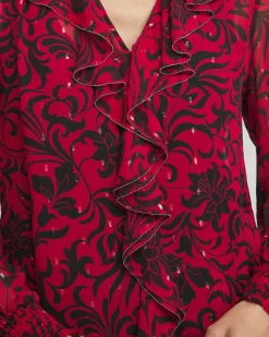 Outlet Chiffon Ruffle Neck Blouse Tops | Blouses & Shirts