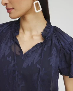New Chiffon Ruffle Neck Blouse Tops