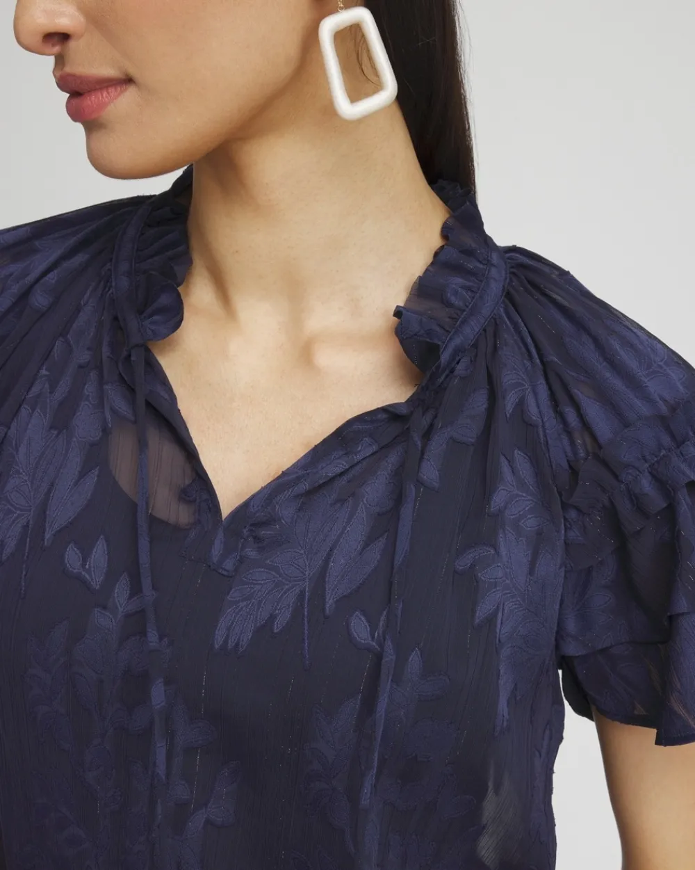 New Chiffon Ruffle Neck Blouse Tops
