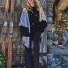 Hot Colorblock Lurex Ruana Ponchos & Ruanas