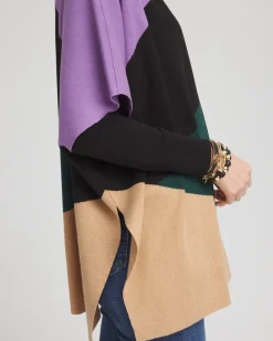 Best Colorblock Sweater Ruana Tops | Ponchos & Ruanas