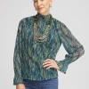 Shop Crinkle Shine Mock-Neck Top Tops