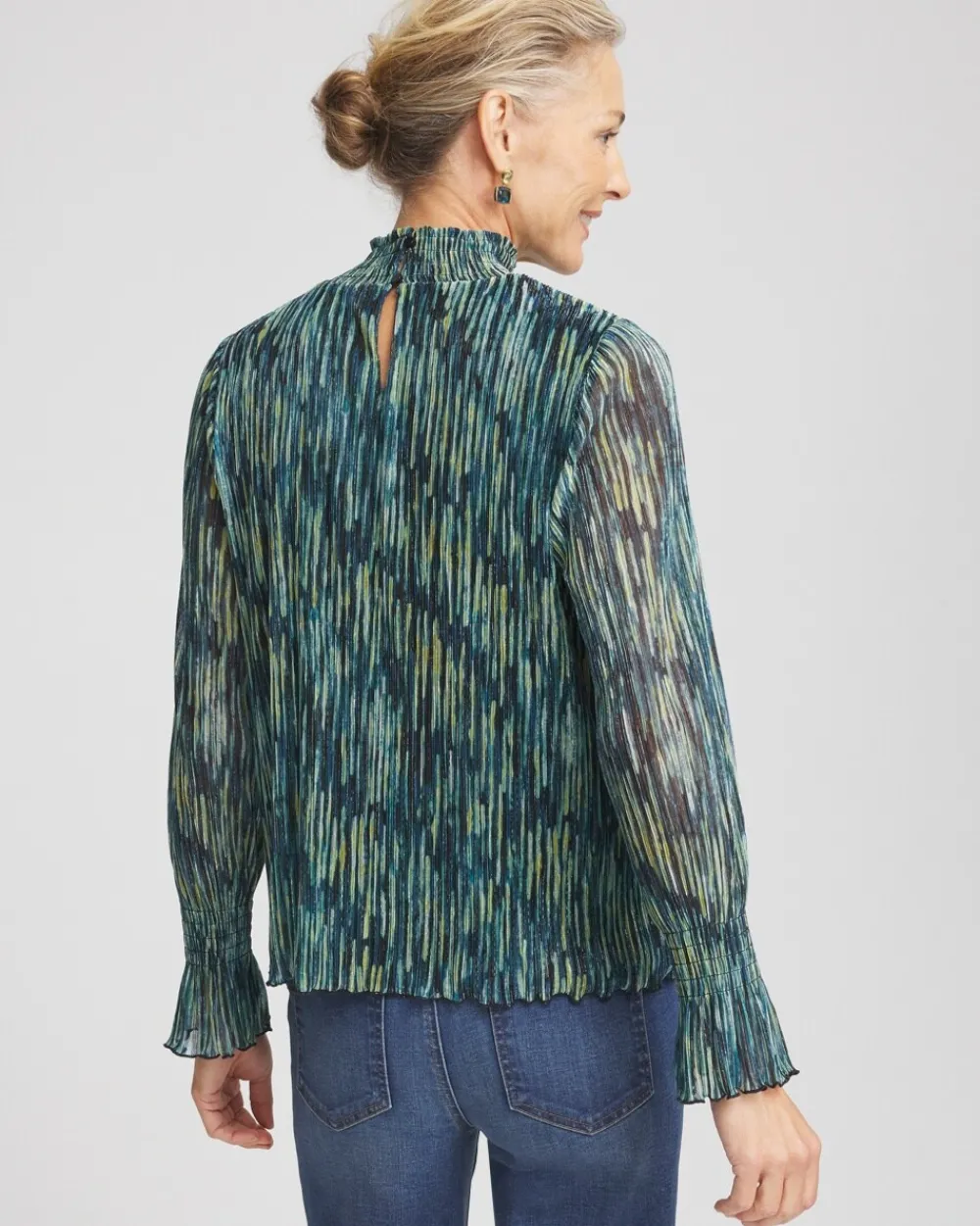 Shop Crinkle Shine Mock-Neck Top Tops
