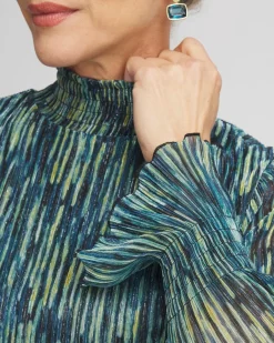 Shop Crinkle Shine Mock-Neck Top Tops