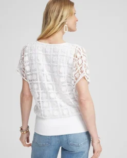 Store Crochet Trim Banded Hem Tee Tops