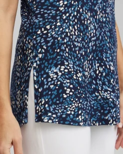 Fashion Dot Print Collared Tunic Tank Tops