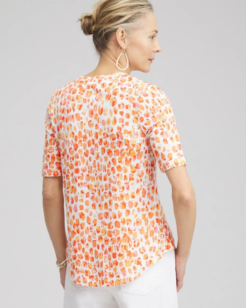 Best Sale Dots Elbow Sleeve A-line Tee Tops