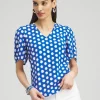 Store Dots Gauze Flutter Sleeve Top Tops