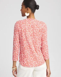Hot Dots V-neck 3/4 Sleeve Tee Tops