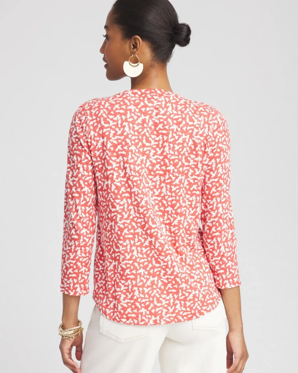 Hot Dots V-neck 3/4 Sleeve Tee Tops