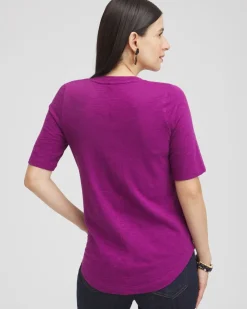 Outlet Elbow Sleeve A-line Tee Tops
