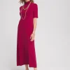 Best Sale Elbow-sleeve Mock Neck Maxi Dress Dresses