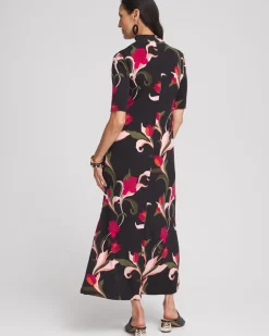 Store Elbow-sleeve Mock Neck Maxi Dress Dresses
