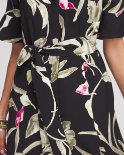 Online Elbow-sleeve Tiered Maxi Dress Dresses